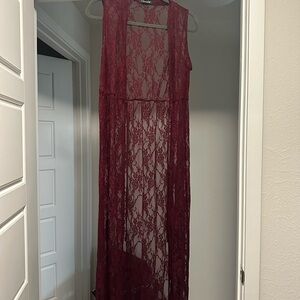 Elegant Burgundy Lace Women Top